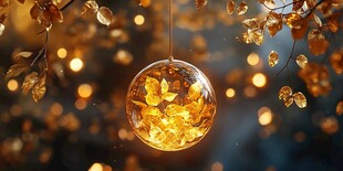 金色夢(mèng)幻懸浮樹(shù)葉玻璃球