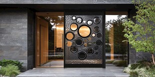 現代藝術風金屬雕花入戶門