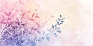 夢(mèng)幻水彩花卉枝葉背景圖