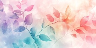 夢(mèng)幻水彩風(fēng)多彩枝葉背景