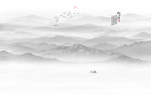 遠山近水水墨風景