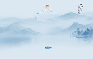 山水情背景墻