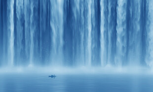 高山流水瀑布背景墙幕墙