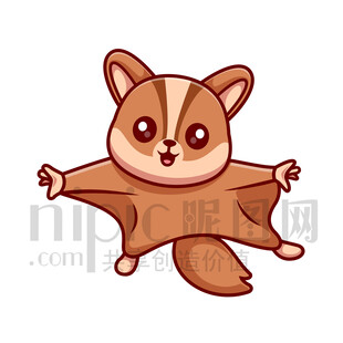 飛行的可愛卡通鼯鼠