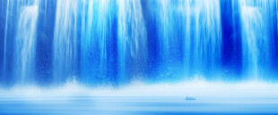 流水生财瀑布背景墙