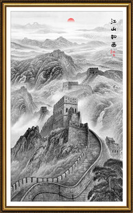 水墨長城玄關(guān)畫