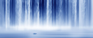 高山流水瀑布背景墙