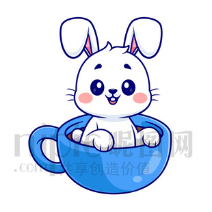 杯子里的可愛小兔子