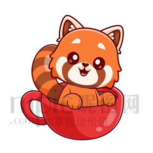 杯中小熊貓萌態(tài)十足