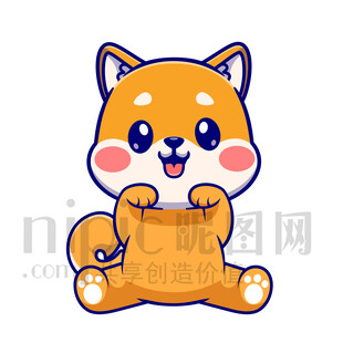 可愛柴犬抱物卡通形象