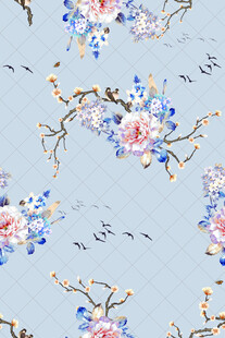 淺藍色花卉圖案紋理背景