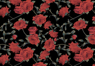 黑色底紅色花卉圖案