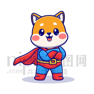 柴犬超級英雄形象插畫