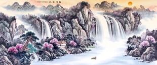 山水瀑布國畫風(fēng)景圖