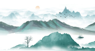 藍(lán)色山水畫