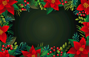 圣誕花卉邊框裝飾背景圖