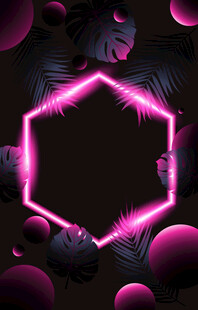 霓虹六邊形幾何炫酷背景圖