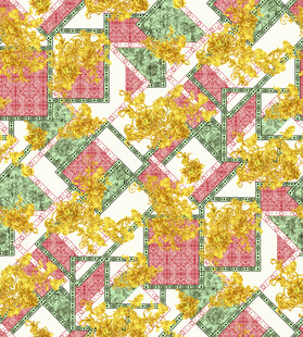 多彩幾何花卉拼接圖案