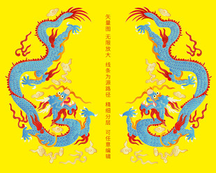 雙龍云錦中國龍浮雕龍包裝龍紋