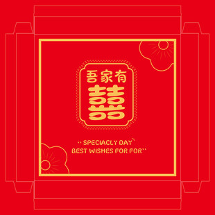 中式喜慶囍字紅色背景圖