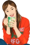 女孩喝水