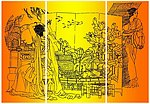 屏风玻璃线描素材