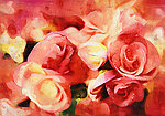 玫瑰花油画装饰（200x140cm）