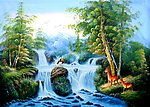 油画风景 漂亮的山水风景