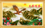 山水画 迎客松