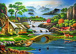 油画风景 漂亮的山水油画