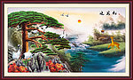 油画风景 油画迎客松