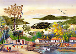 油画风景 山村油画