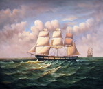 古典帆船油画