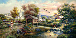 油画风景 山村油画