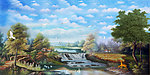 油画风景 山村油画