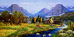 油画风景 山村油画