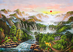 油画风景 漂亮的山水油画