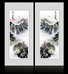移门山水画 国画山水