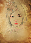 怀旧风唯美插画女生