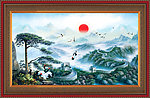 油画 长城迎客松