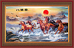 油画 八骏图