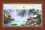 油画 漂亮的山水油画