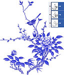 蓝彩牡丹花(通道分层)