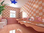 幼儿园洗手间模型VR材质灯光
