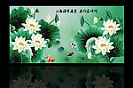 国画荷花鲤鱼图