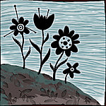 精品绿水花卉无框画