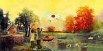 油画 山村油画