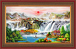 油画 聚宝盆山水油画