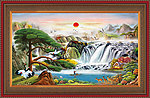油画 聚宝盆山水油画
