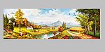 风景油画鹤舞山村